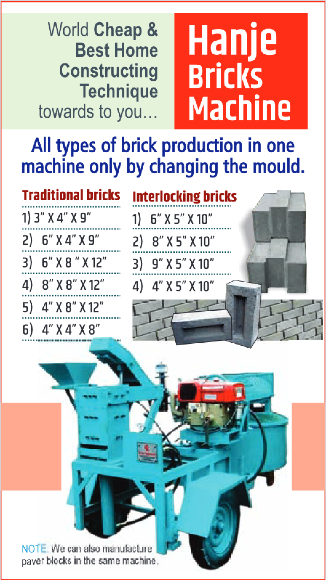 Brickes Size Hanje Bricks